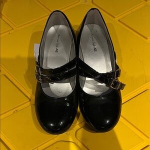 American Eagle Outfitters Glossy Black Double Strap Flats